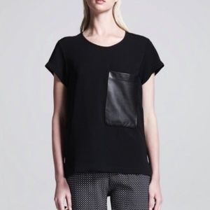 Rag & Bone Lamb Leather Pocket Tee NEW WITH TAG Black small